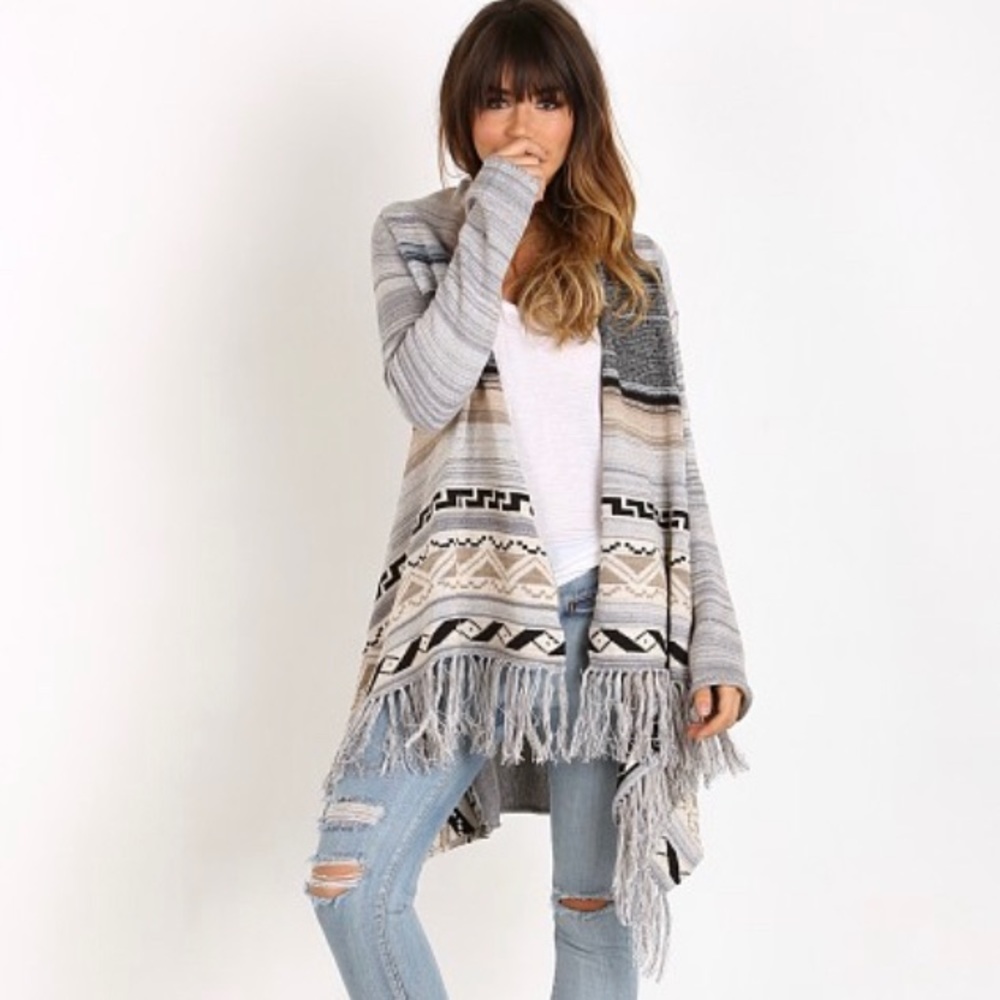 Goddis Paxton Fringe Cardigan Boho Sweater